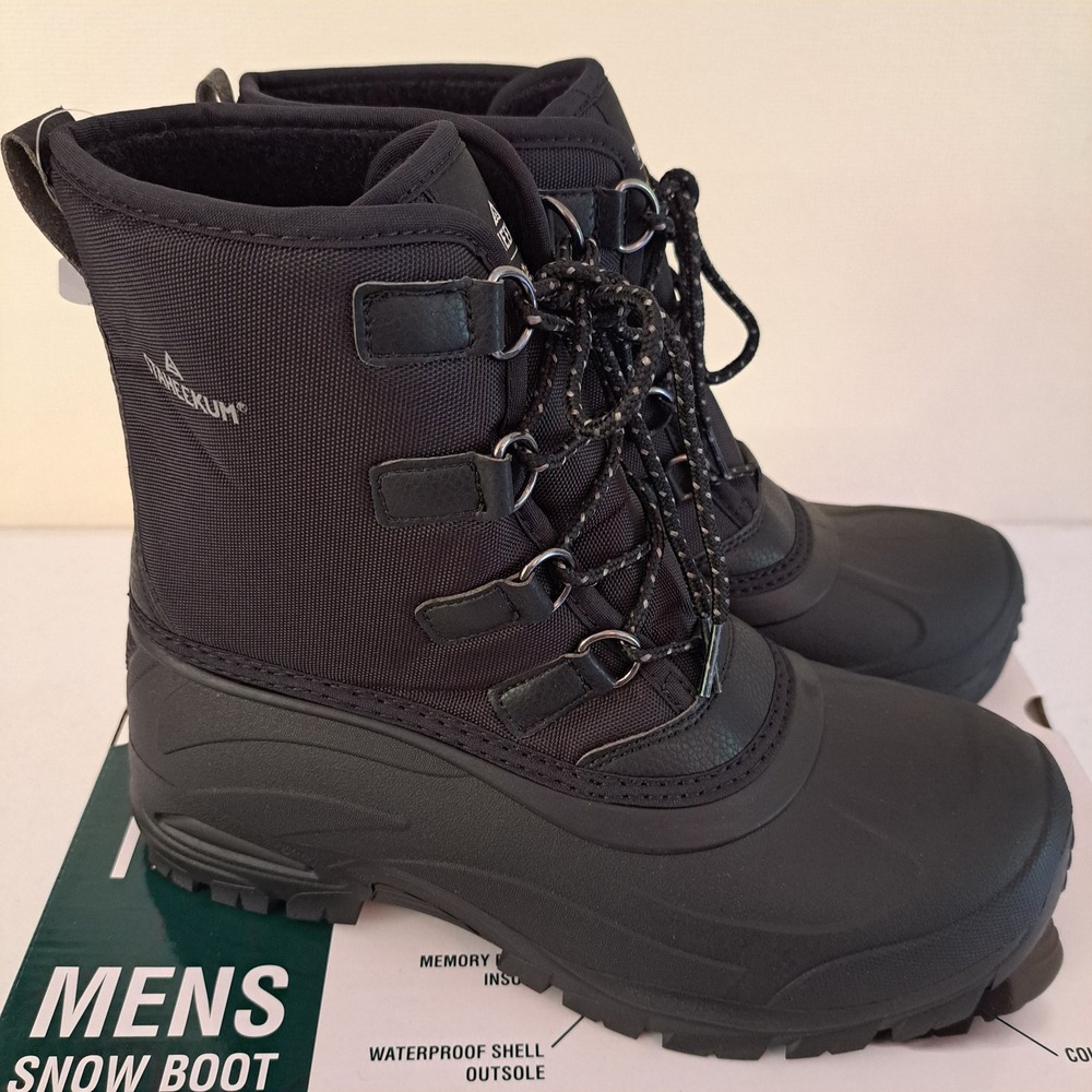 Staheekum Snow Boot Mens 9 Black New Insulated Waterproof Cold Rated 1259-798